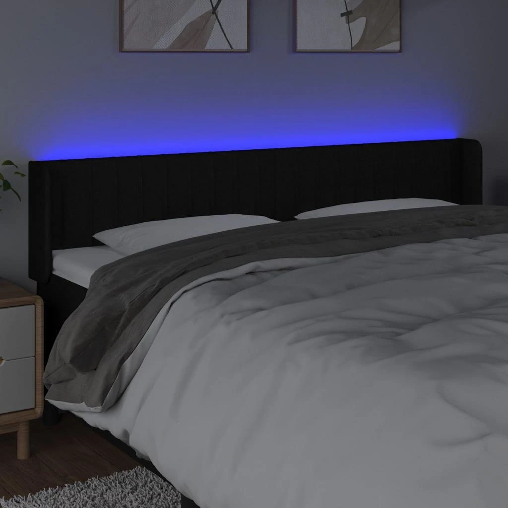Galvūgalis su LED, juodos spalvos, 163x16x78/88cm, audinys
