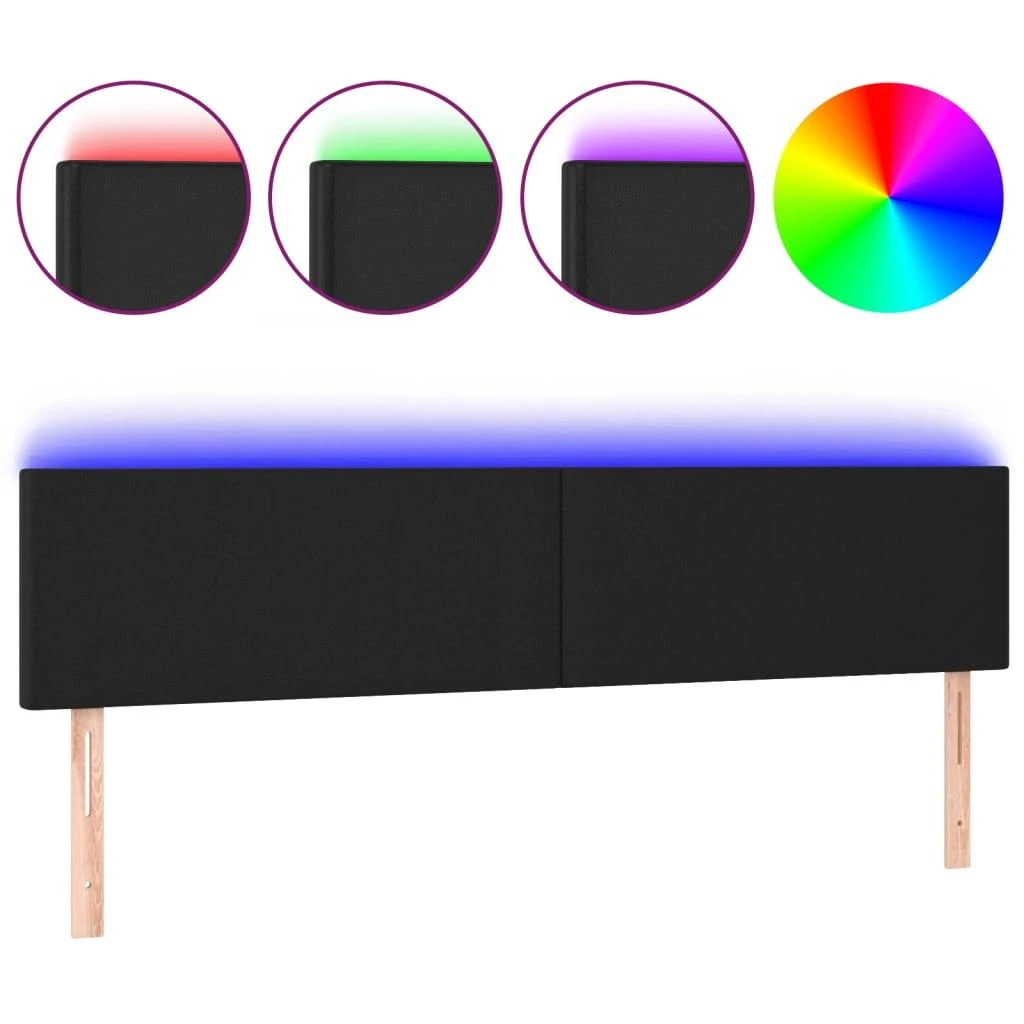 Galvūgalis su LED, juodos spalvos, 180x5x78/88cm, dirbtinė oda