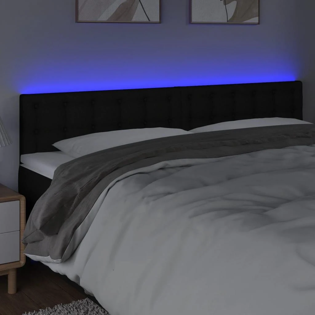 Galvūgalis su LED, juodos spalvos, 180x5x78/88cm, audinys