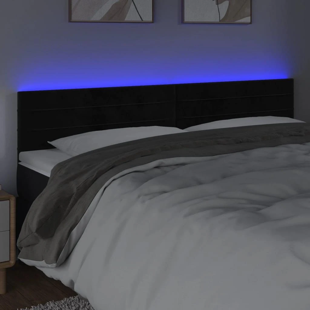 Galvūgalis su LED, juodos spalvos, 180x5x78/88cm, aksomas
