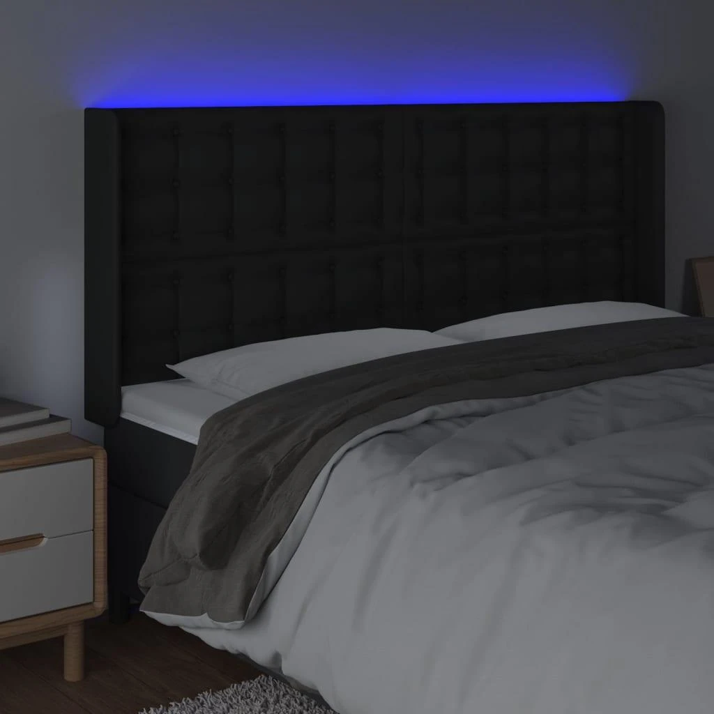 Galvūgalis su LED, juodos spalvos, 183x16x118/128 cm