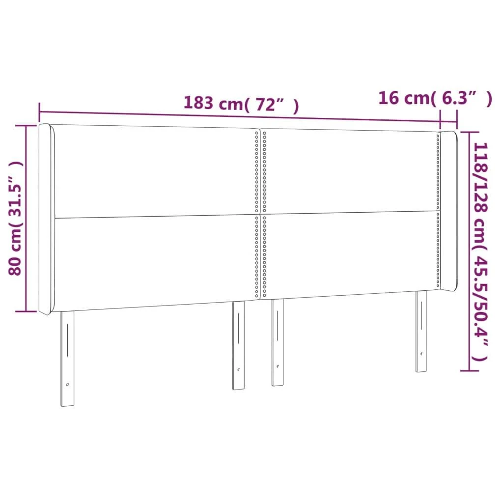 Galvūgalis su LED, juodos spalvos, 183x16x118/128cm, aksomas