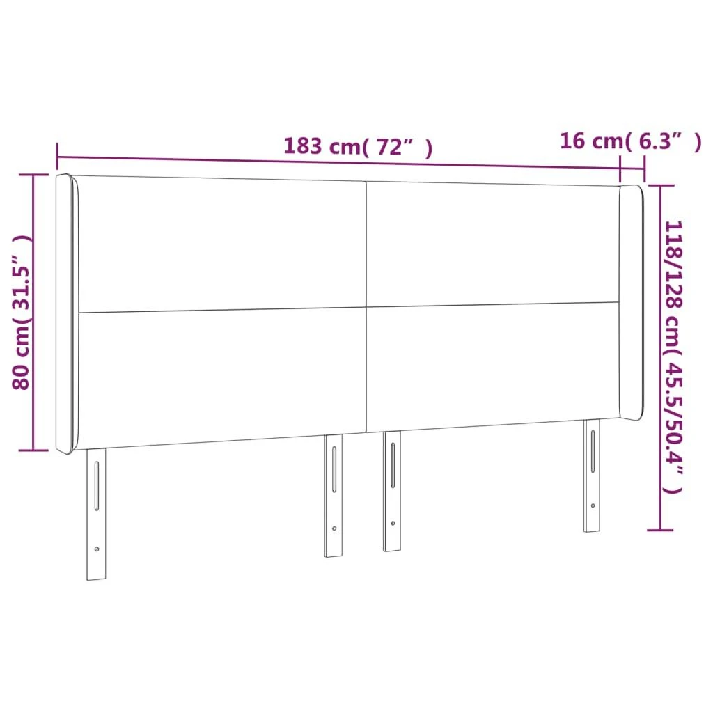 Galvūgalis su LED, juodos spalvos, 183x16x118/128cm, aksomas