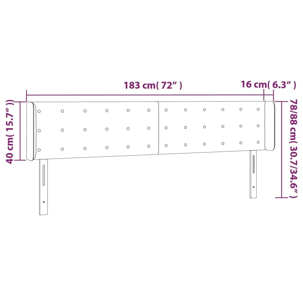Galvūgalis su LED, juodos spalvos, 183x16x78/88cm, dirbtinė oda