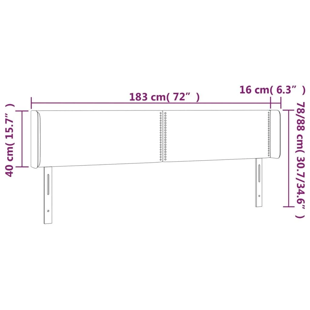 Galvūgalis su LED, juodos spalvos, 183x16x78/88cm, audinys