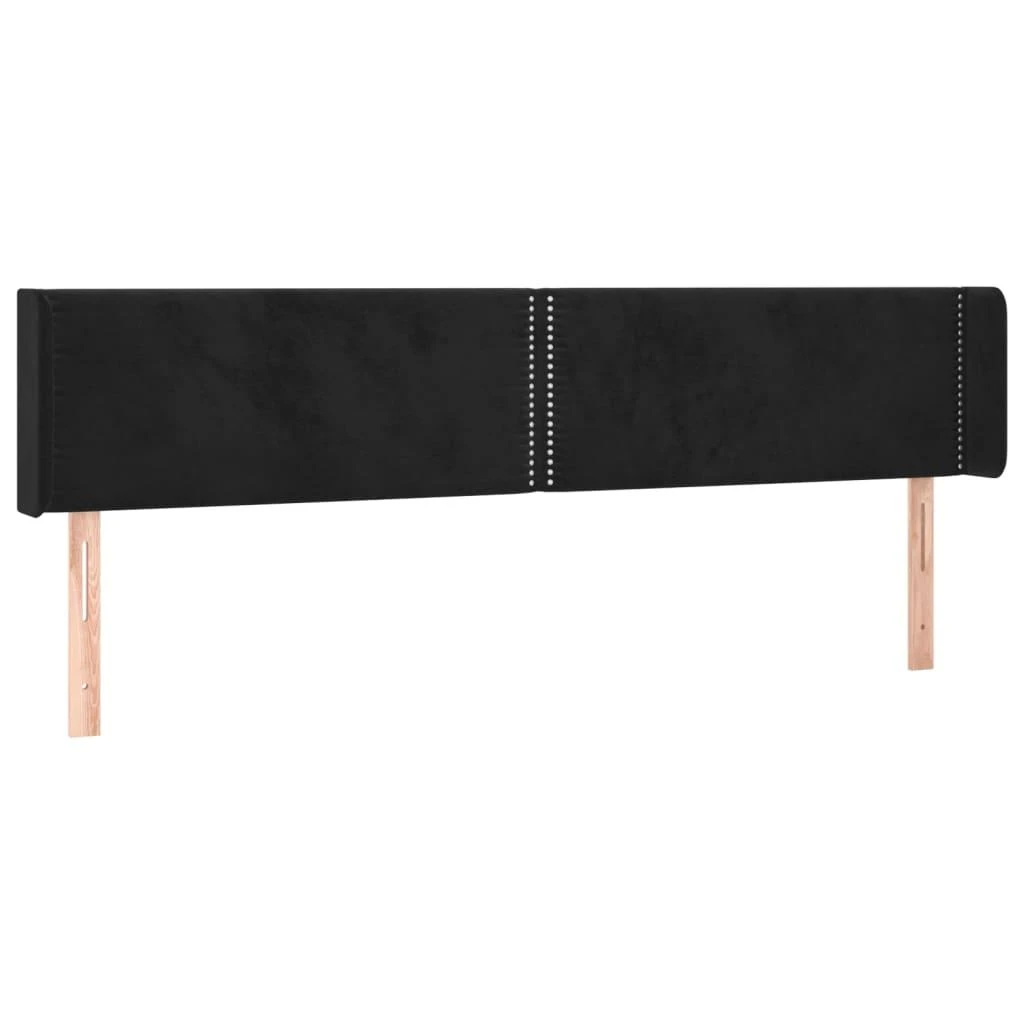 Galvūgalis su LED, juodos spalvos, 183x16x78/88cm, aksomas
