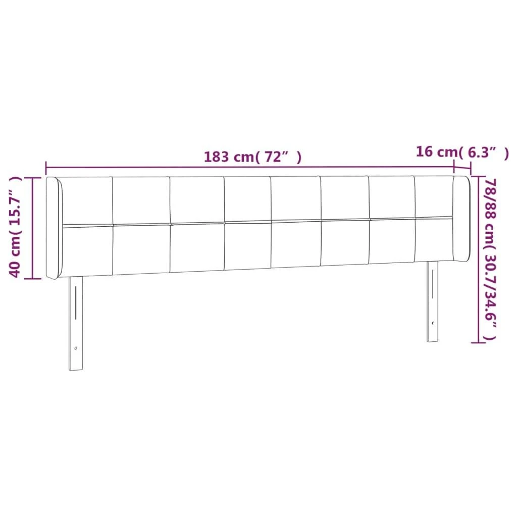 Galvūgalis su LED, juodos spalvos, 183x16x78/88cm, aksomas