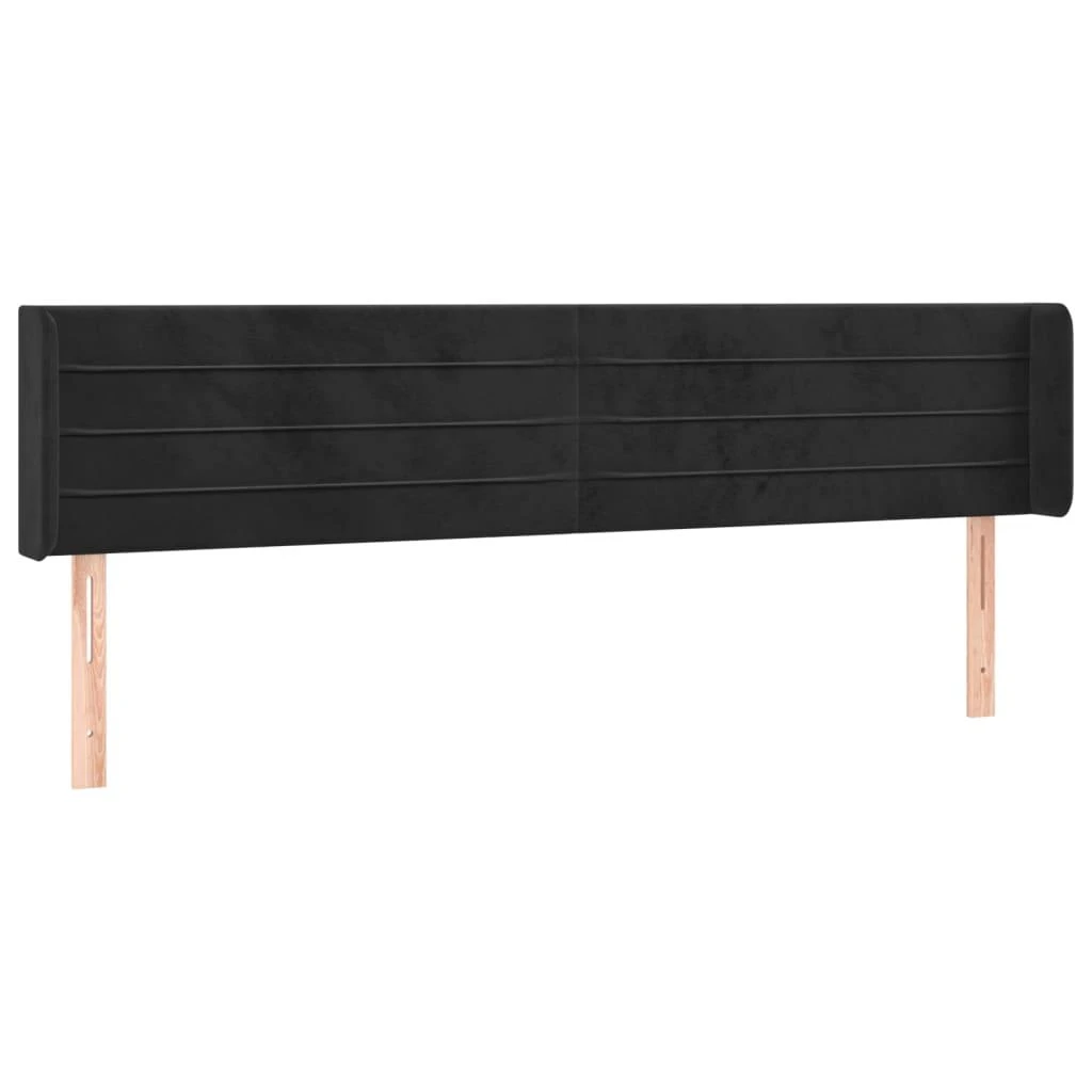 Galvūgalis su LED, juodos spalvos, 183x16x78/88cm, aksomas
