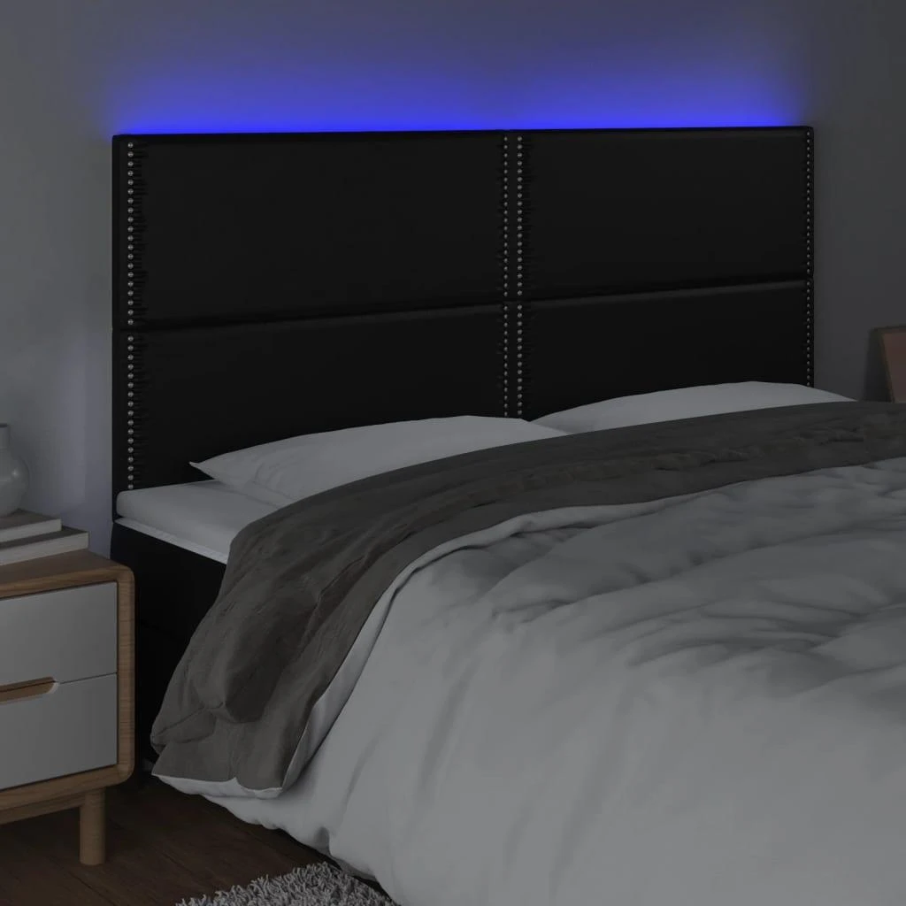 Galvūgalis su LED, juodos spalvos, 200x5x118/128 cm