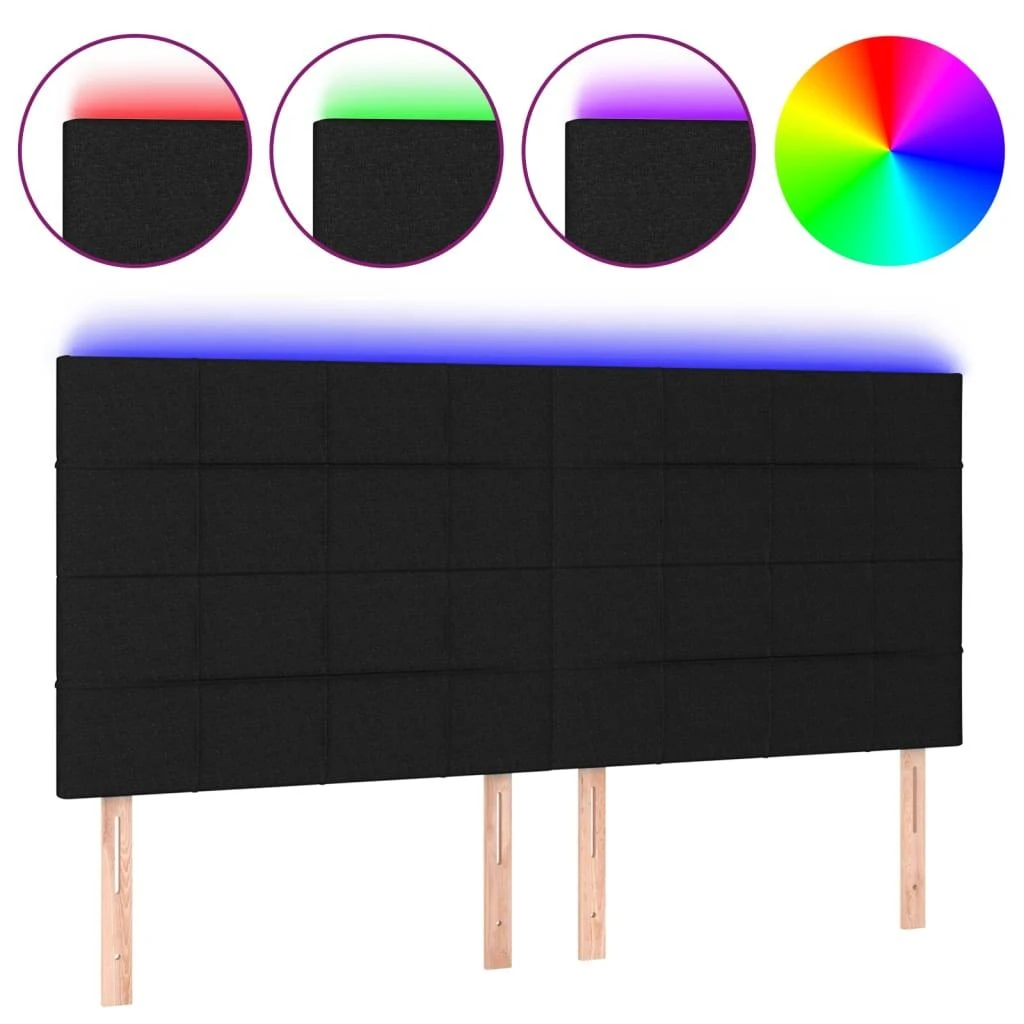 Galvūgalis su LED, juodos spalvos, 200x5x118/128cm, audinys