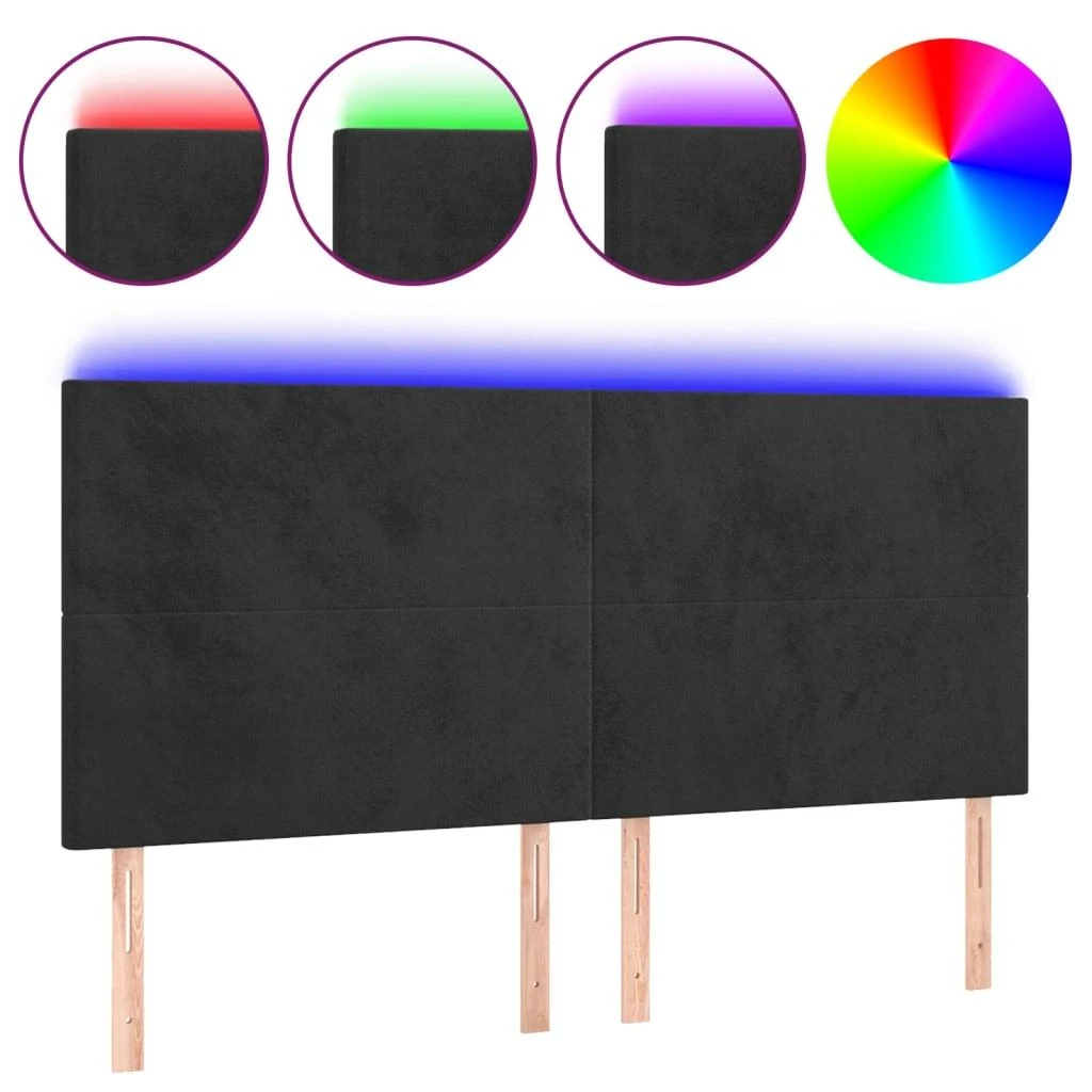 Galvūgalis su LED, juodos spalvos, 200x5x118/128cm, aksomas