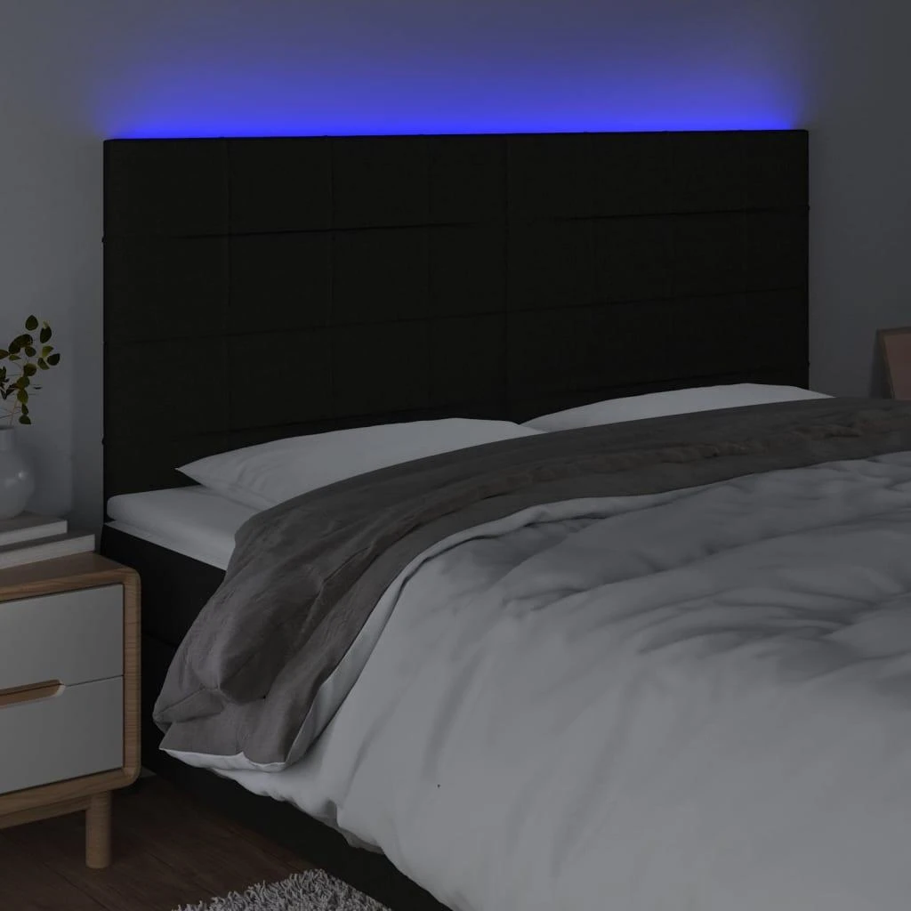 Galvūgalis su LED, juodos spalvos, 200x5x118/128cm, audinys