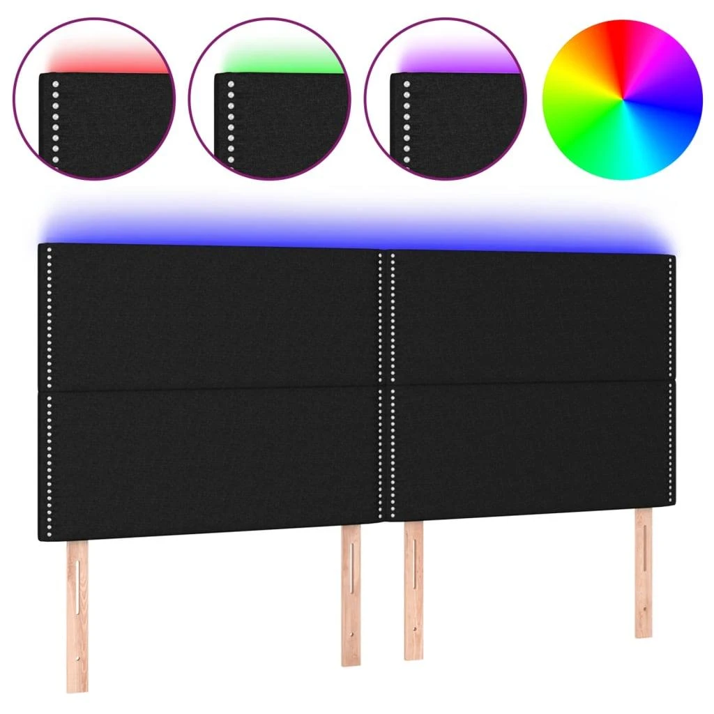 Galvūgalis su LED, juodos spalvos, 200x5x118/128cm, audinys