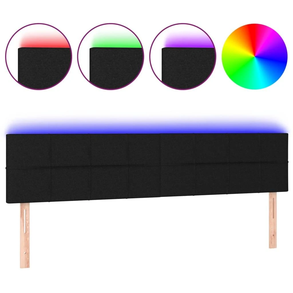 Galvūgalis su LED, juodos spalvos, 200x5x78/88cm, audinys