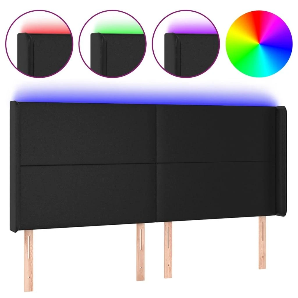 Galvūgalis su LED, juodos spalvos, 203x16x118/128 cm