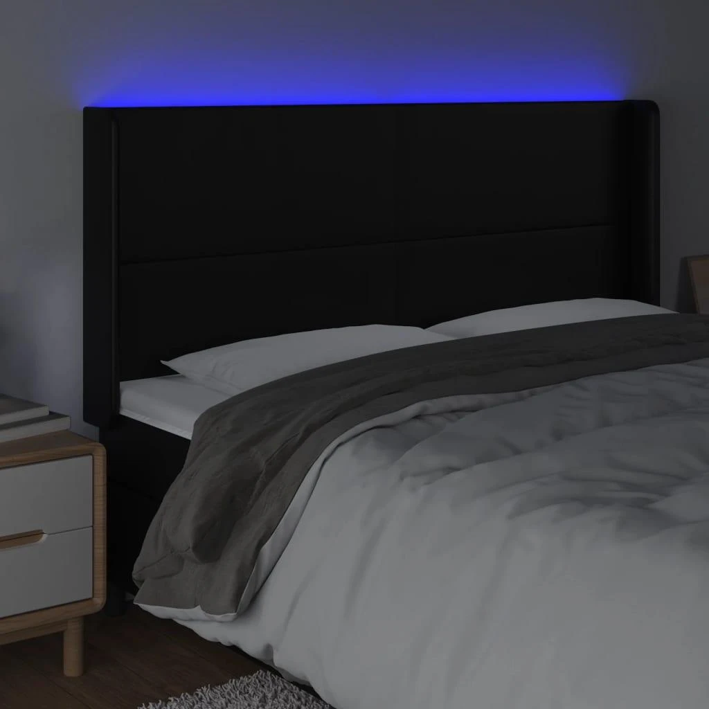 Galvūgalis su LED, juodos spalvos, 203x16x118/128 cm