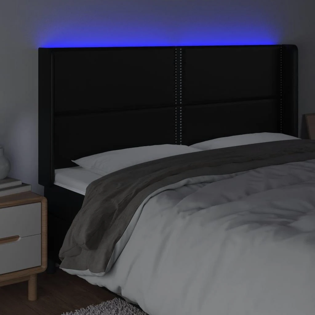 Galvūgalis su LED, juodos spalvos, 203x16x118/128 cm