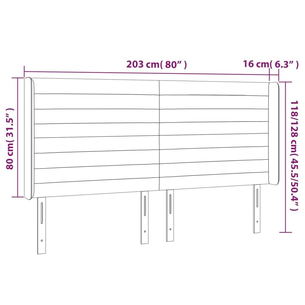 Galvūgalis su LED, juodos spalvos, 203x16x118/128cm, aksomas