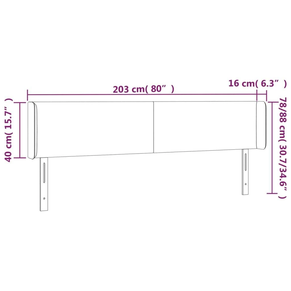 Galvūgalis su LED, juodos spalvos, 203x16x78/88cm, audinys