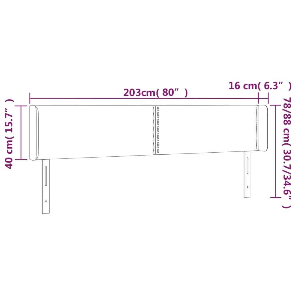 Galvūgalis su LED, juodos spalvos, 203x16x78/88cm, audinys