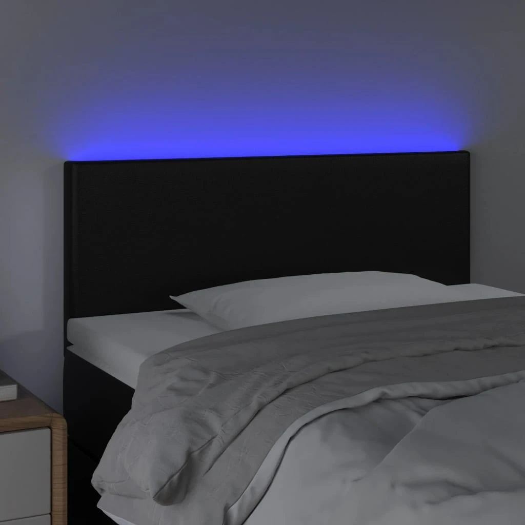 Galvūgalis su LED, juodos spalvos, 80x5x78/88cm, dirbtinė oda