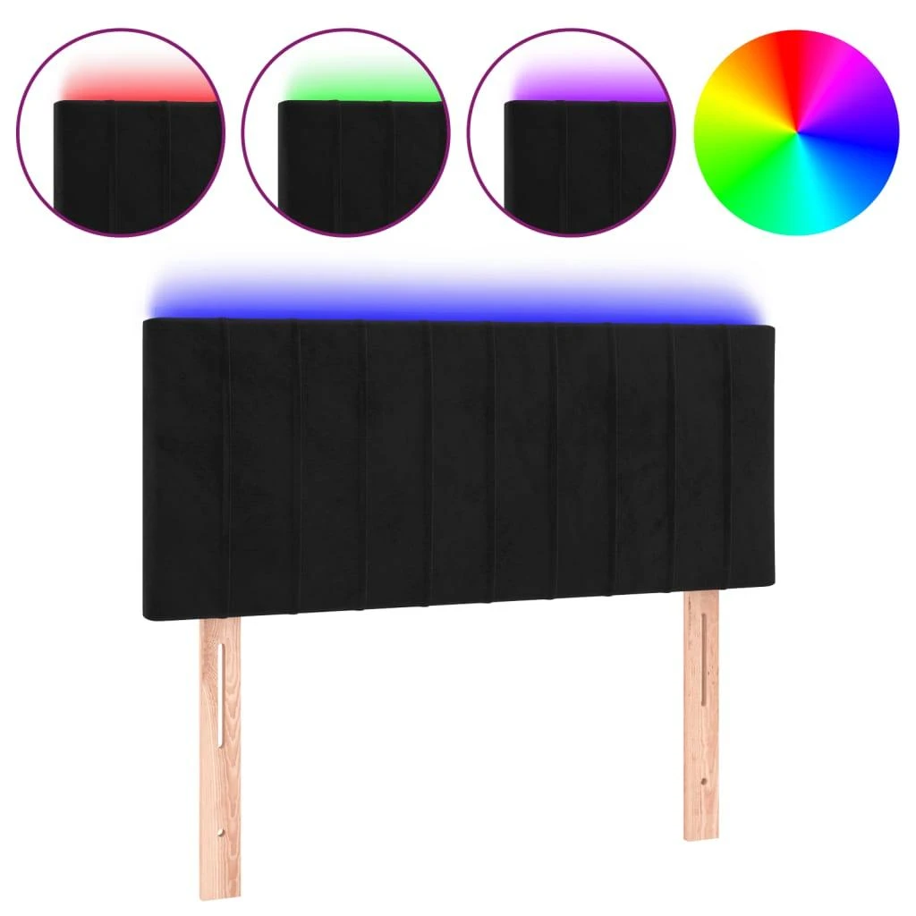 Galvūgalis su LED, juodos spalvos, 80x5x78/88cm, aksomas