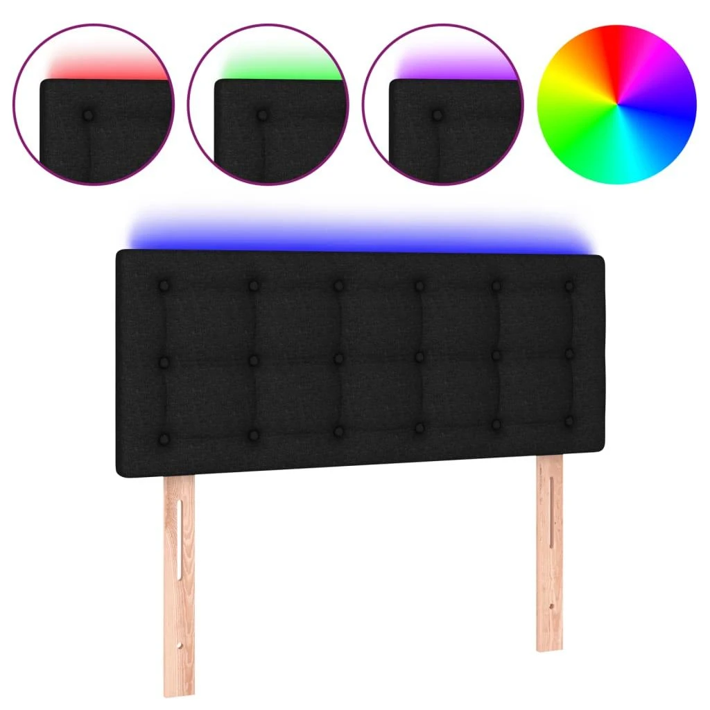Galvūgalis su LED, juodos spalvos, 80x5x78/88cm, audinys