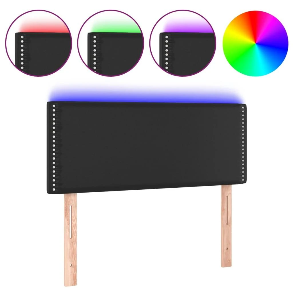 Galvūgalis su LED, juodos spalvos, 80x5x78/88cm, dirbtinė oda