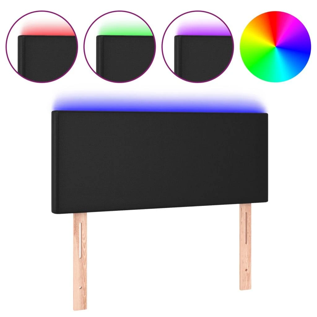 Galvūgalis su LED, juodos spalvos, 80x5x78/88cm, dirbtinė oda