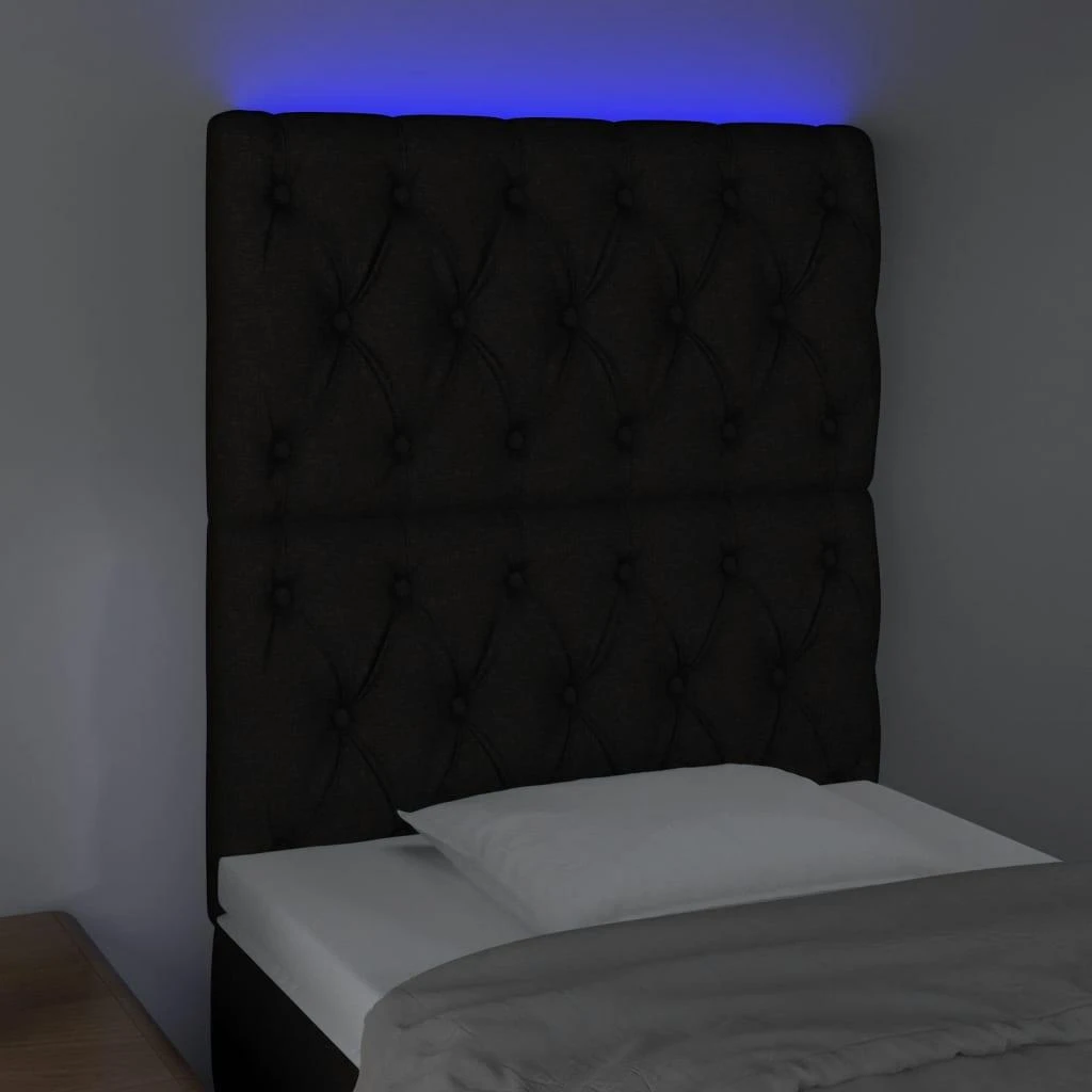 Galvūgalis su LED, juodos spalvos, 80x7x118/128cm, audinys