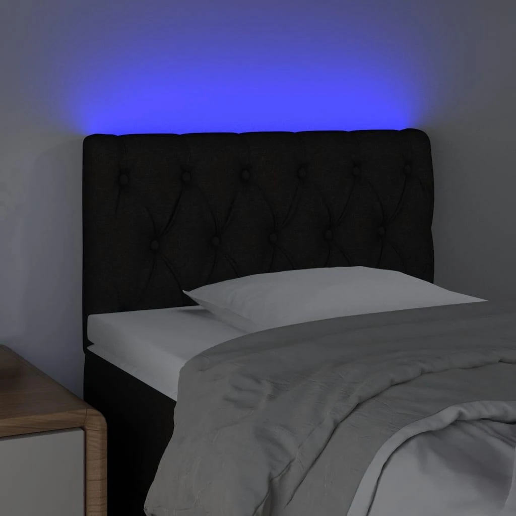 Galvūgalis su LED, juodos spalvos, 80x7x78/88cm, audinys