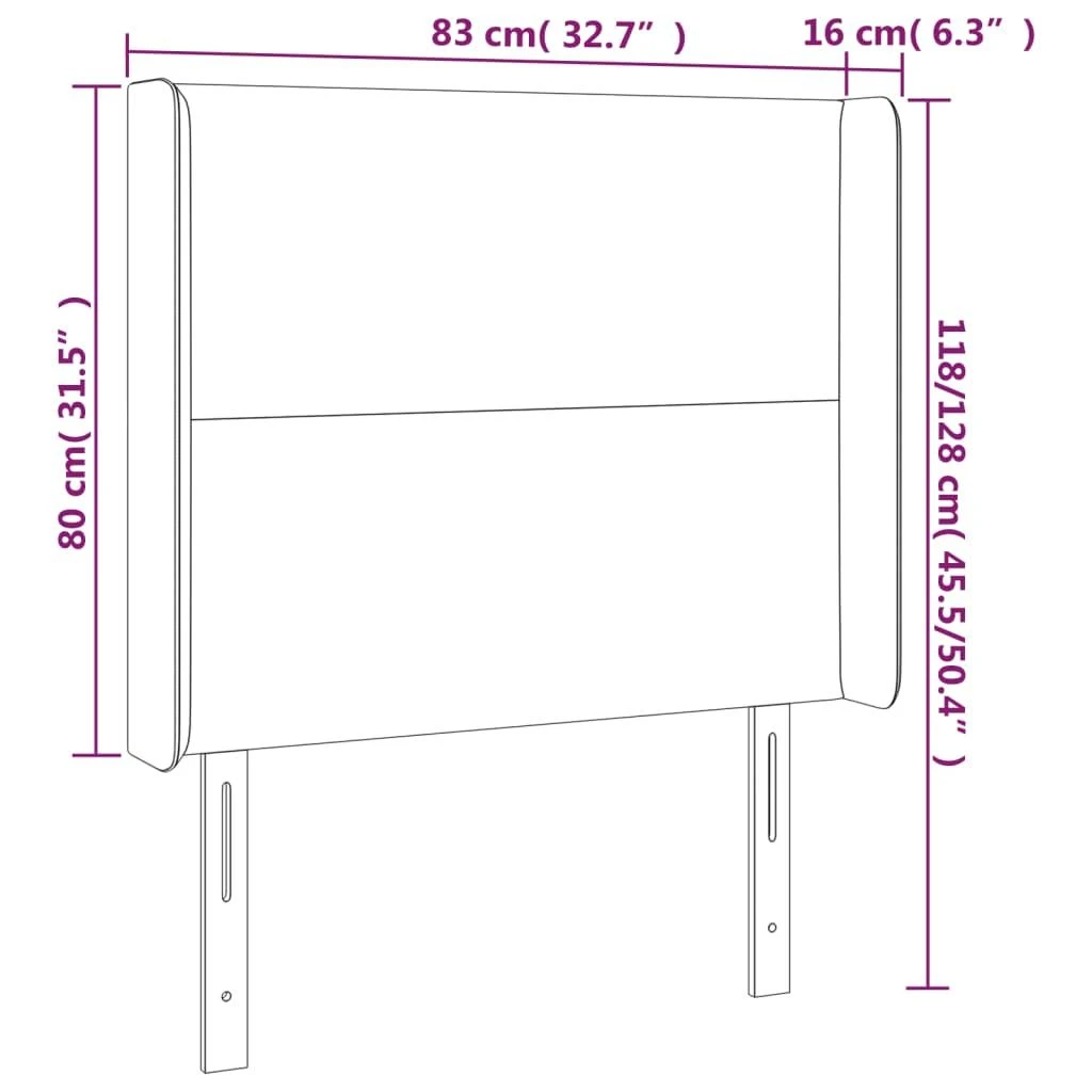 Galvūgalis su LED, juodos spalvos, 83x16x118/128cm, aksomas