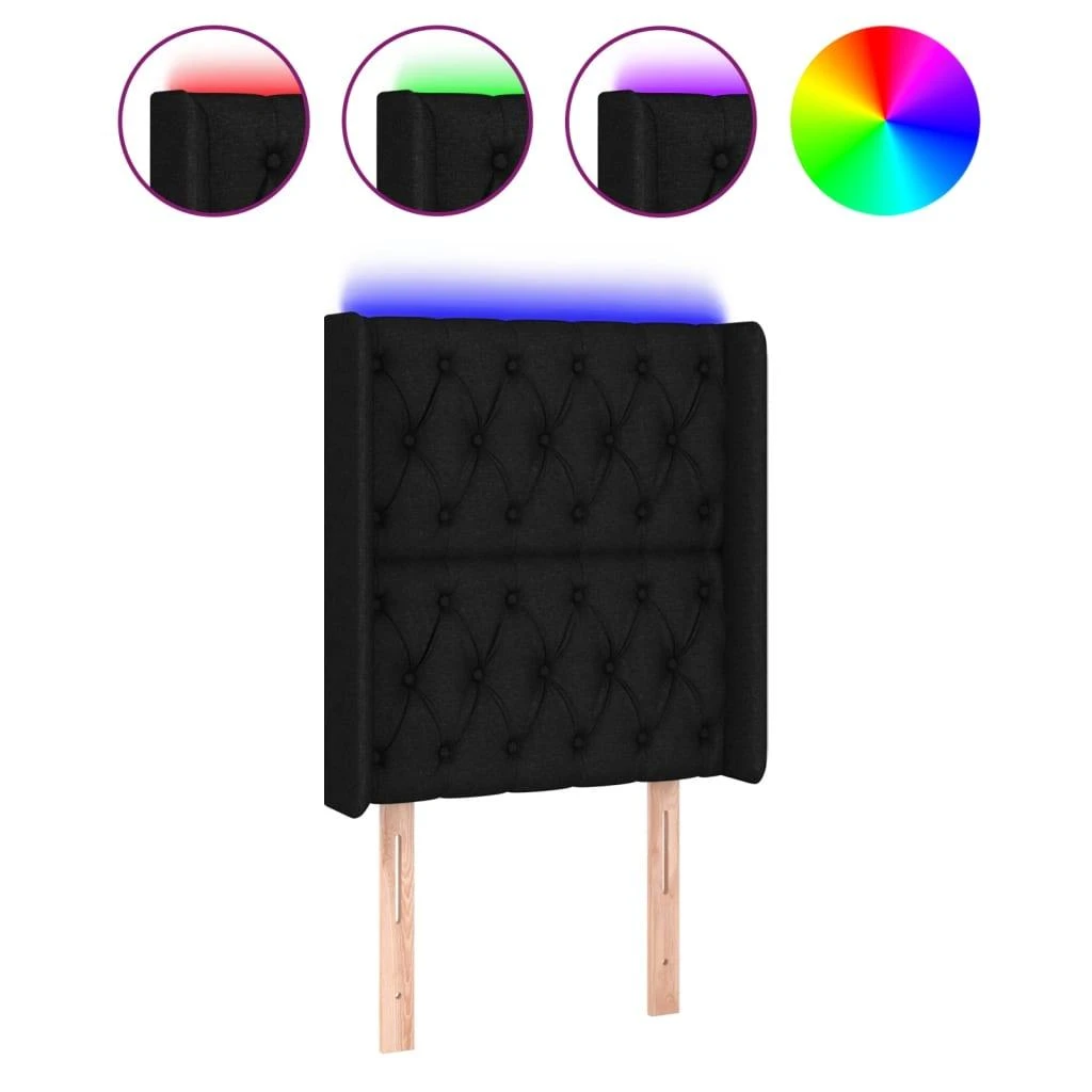 Galvūgalis su LED, juodos spalvos, 83x16x118/128cm, audinys
