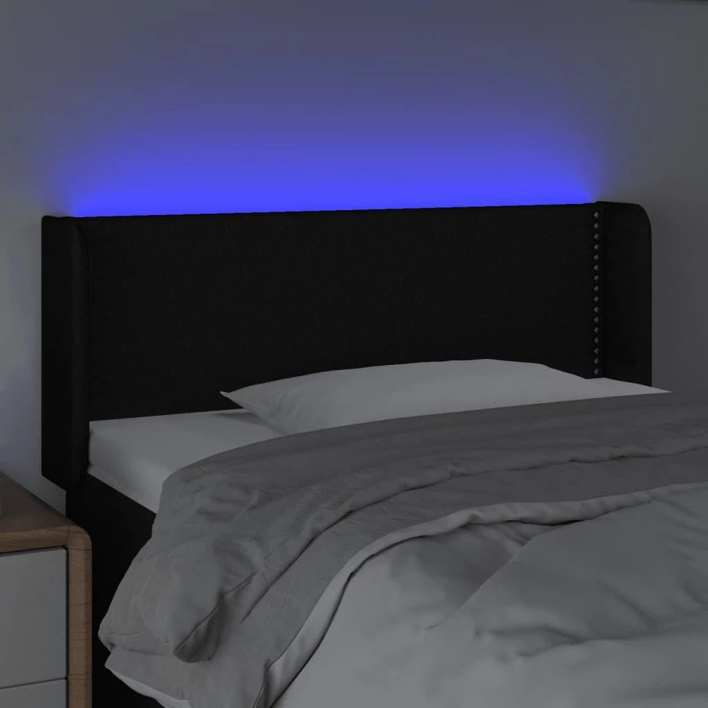 Galvūgalis su LED, juodos spalvos, 83x16x78/88cm, audinys