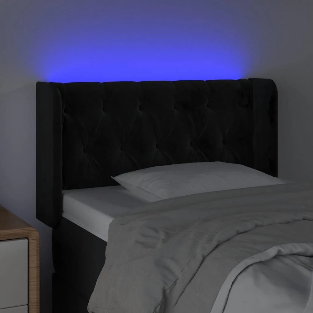 Galvūgalis su LED, juodos spalvos, 83x16x78/88cm, aksomas