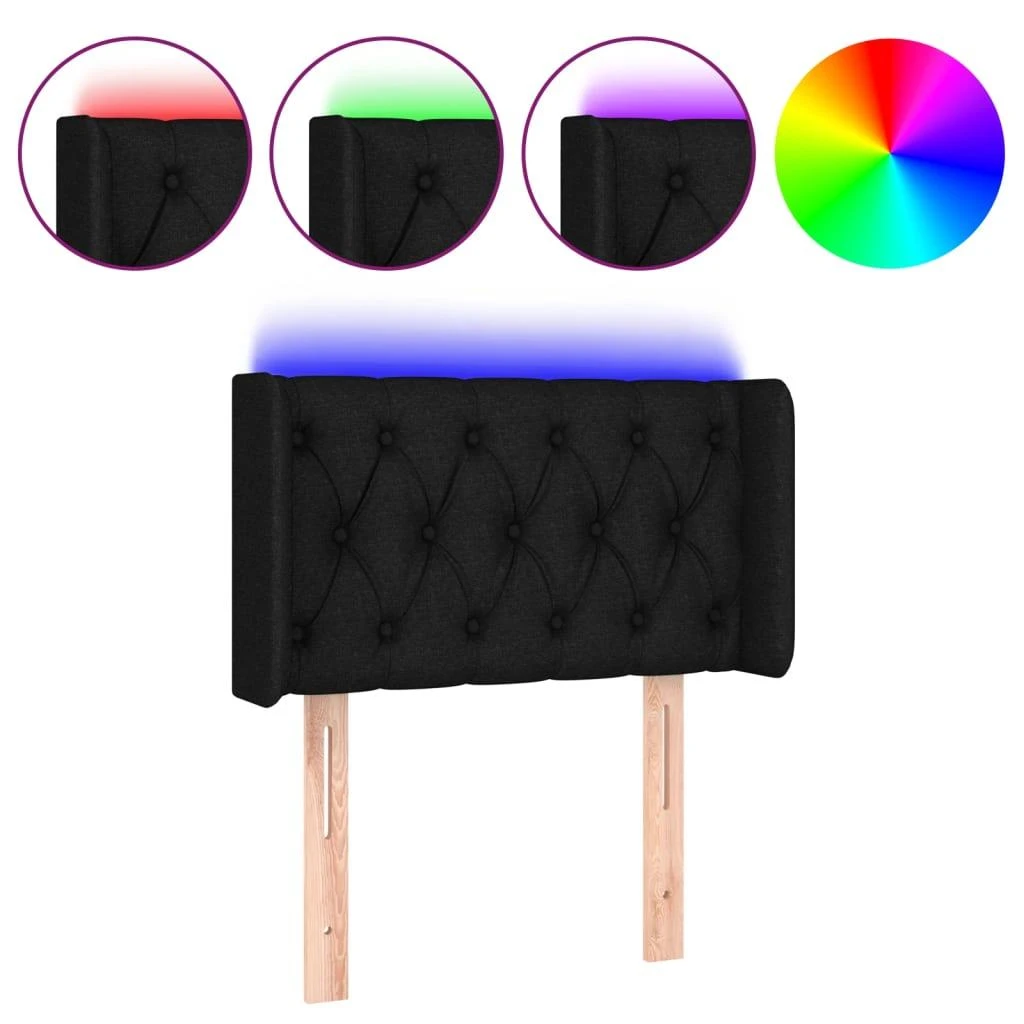 Galvūgalis su LED, juodos spalvos, 83x16x78/88cm, audinys