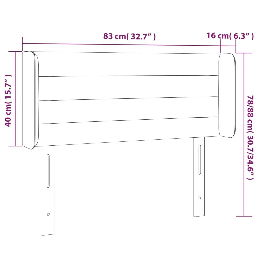 Galvūgalis su LED, juodos spalvos, 83x16x78/88cm, aksomas