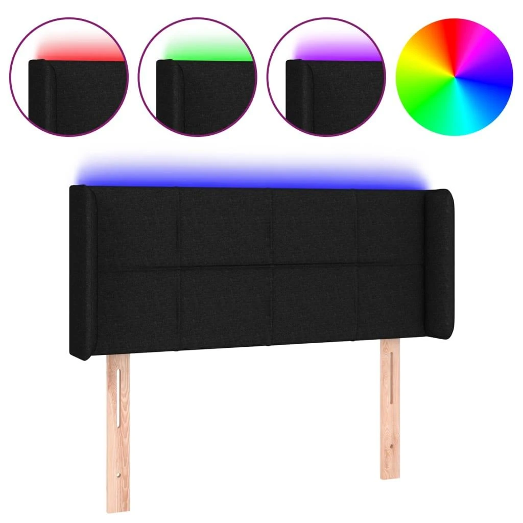 Galvūgalis su LED, juodos spalvos, 83x16x78/88cm, audinys