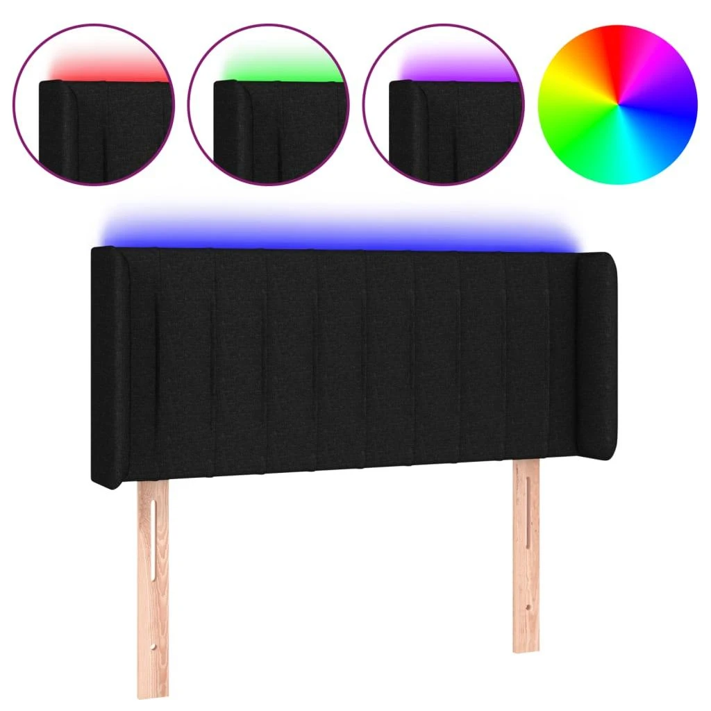 Galvūgalis su LED, juodos spalvos, 83x16x78/88cm, audinys