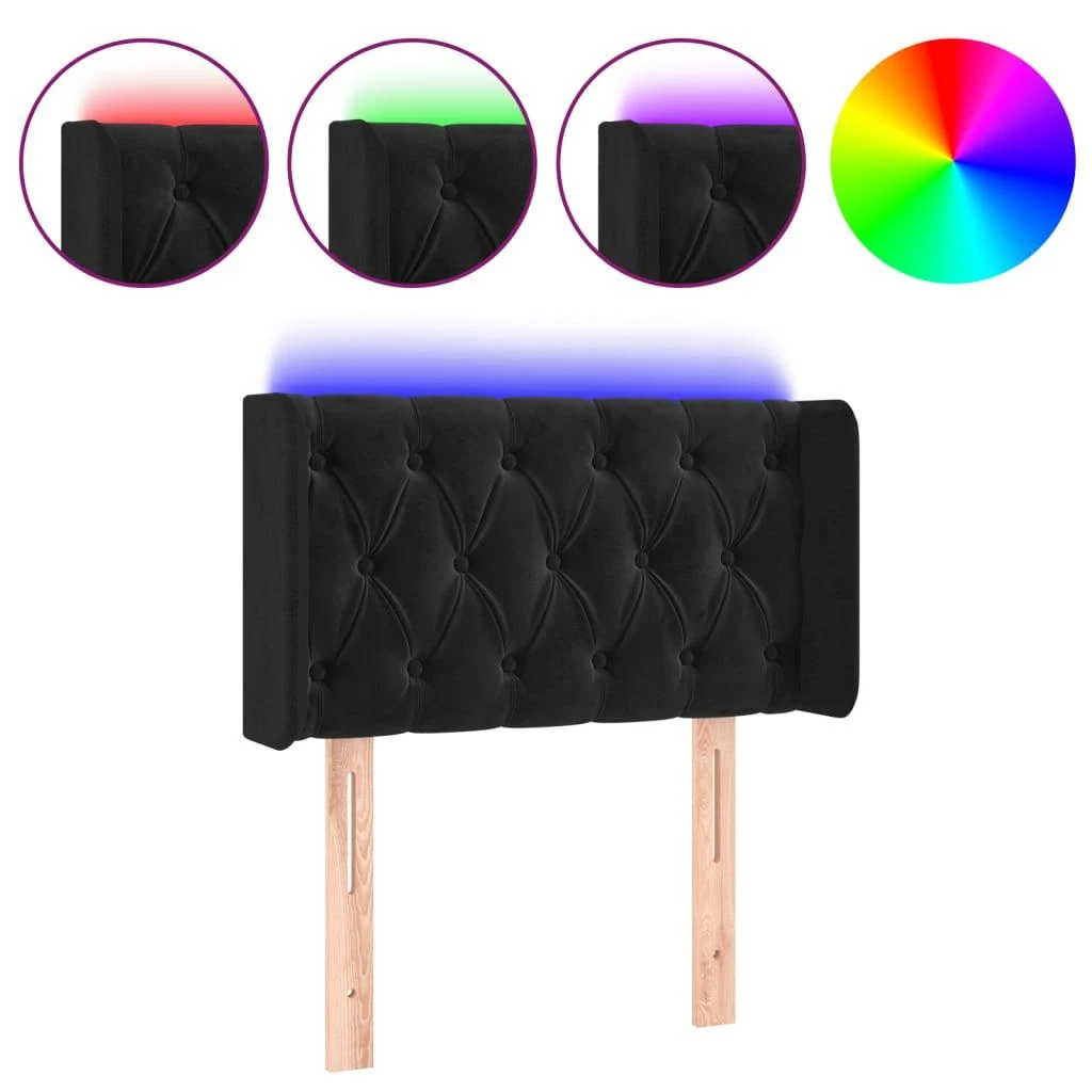 Galvūgalis su LED, juodos spalvos, 83x16x78/88cm, aksomas