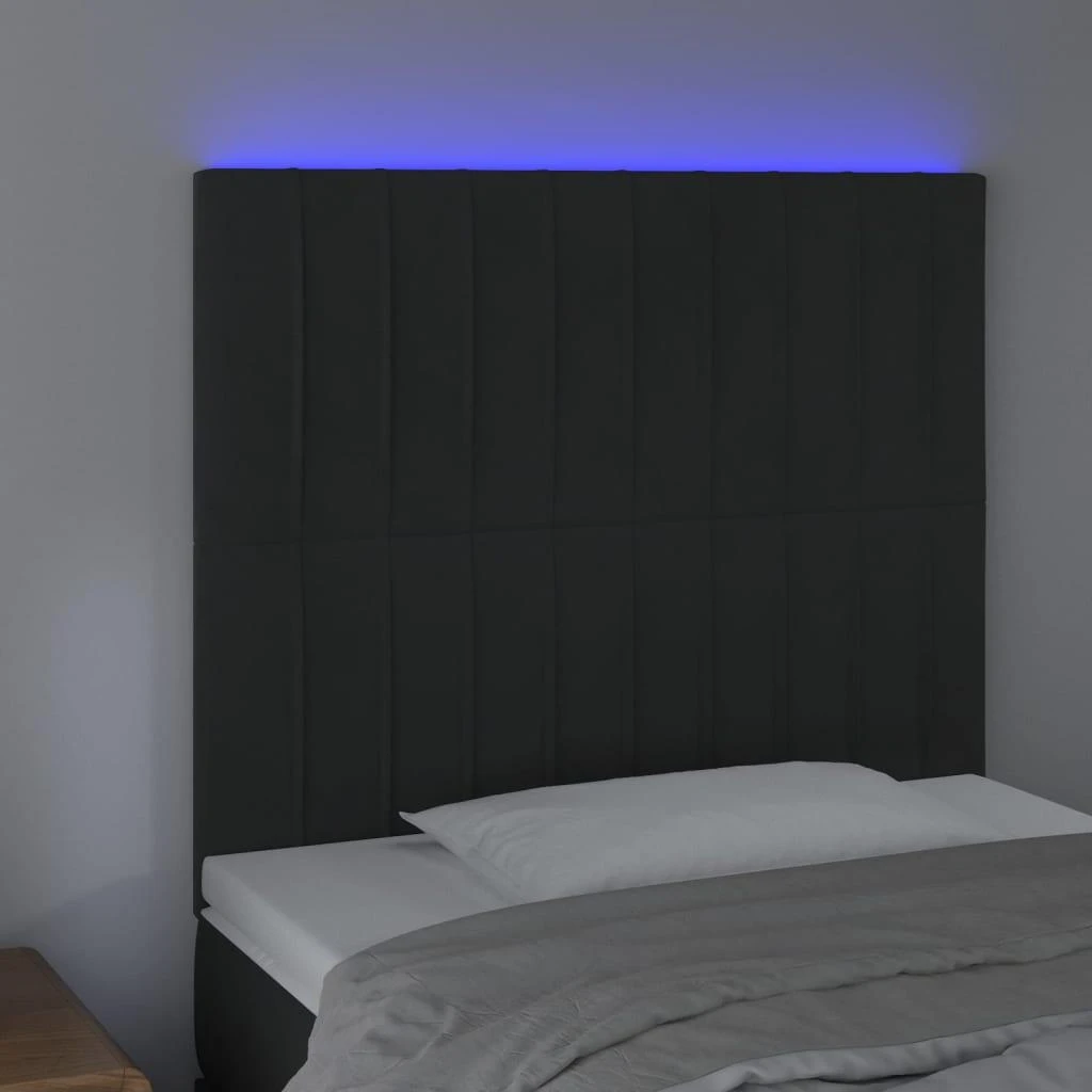 Galvūgalis su LED, juodos spalvos, 90x5x118/128cm, aksomas