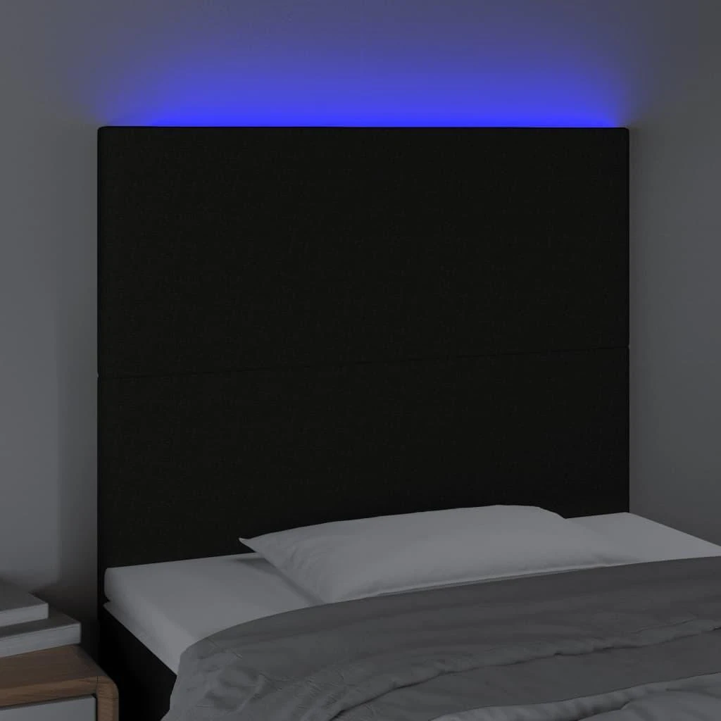 Galvūgalis su LED, juodos spalvos, 90x5x118/128cm, audinys