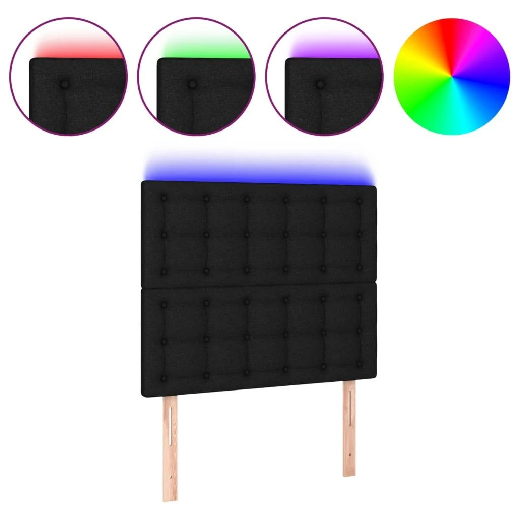 Galvūgalis su LED, juodos spalvos, 90x5x118/128cm, audinys