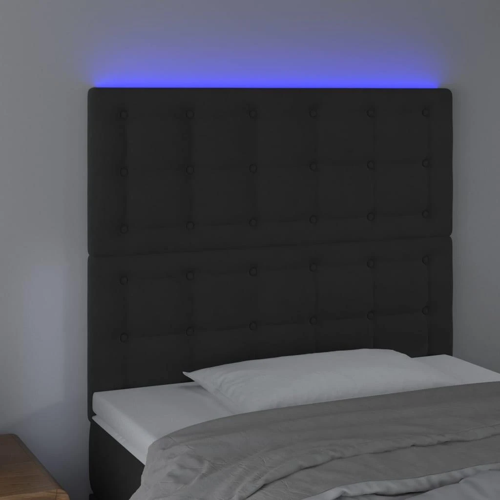 Galvūgalis su LED, juodos spalvos, 90x5x118/128cm, aksomas
