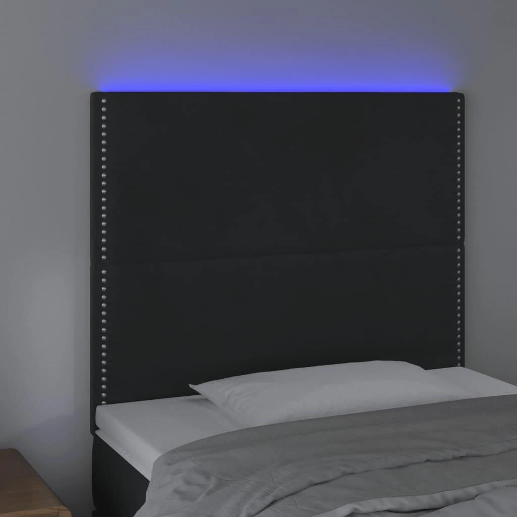 Galvūgalis su LED, juodos spalvos, 90x5x118/128cm, aksomas