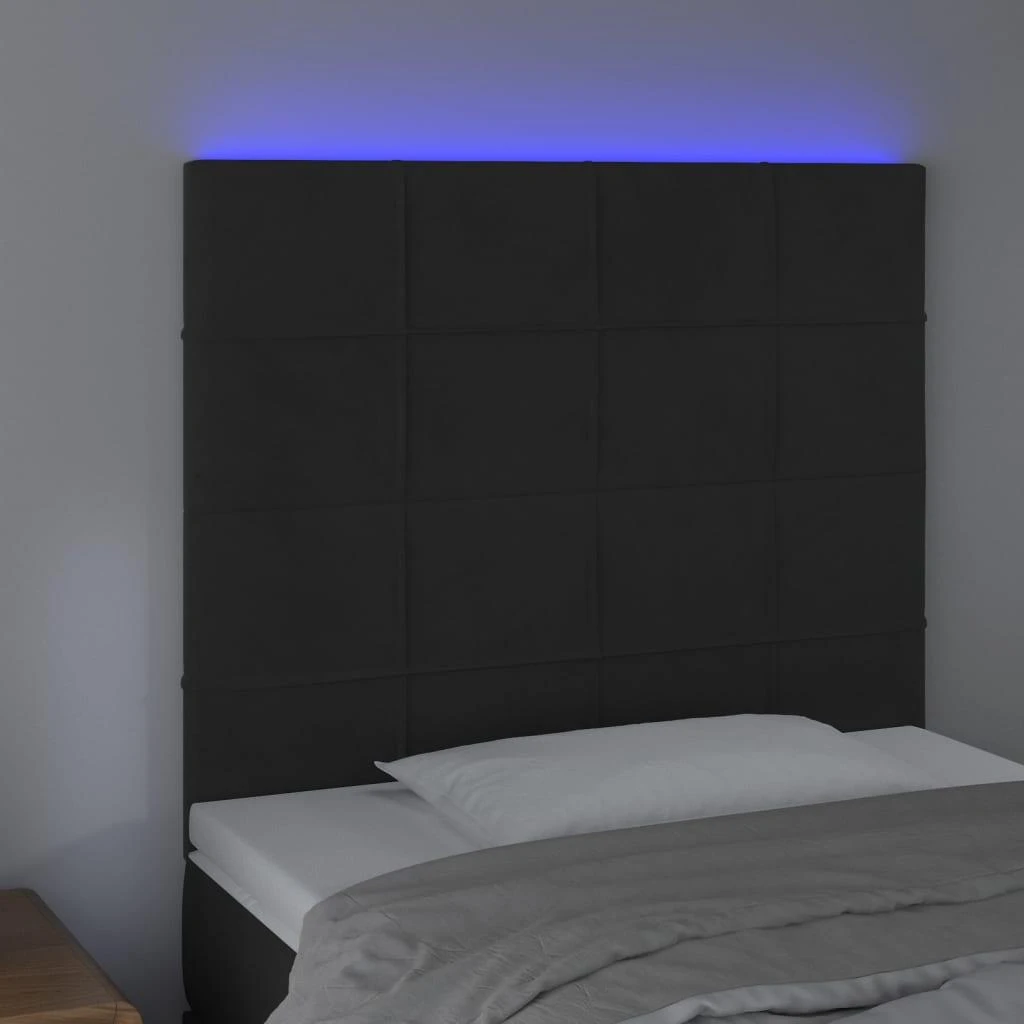 Galvūgalis su LED, juodos spalvos, 90x5x118/128cm, aksomas