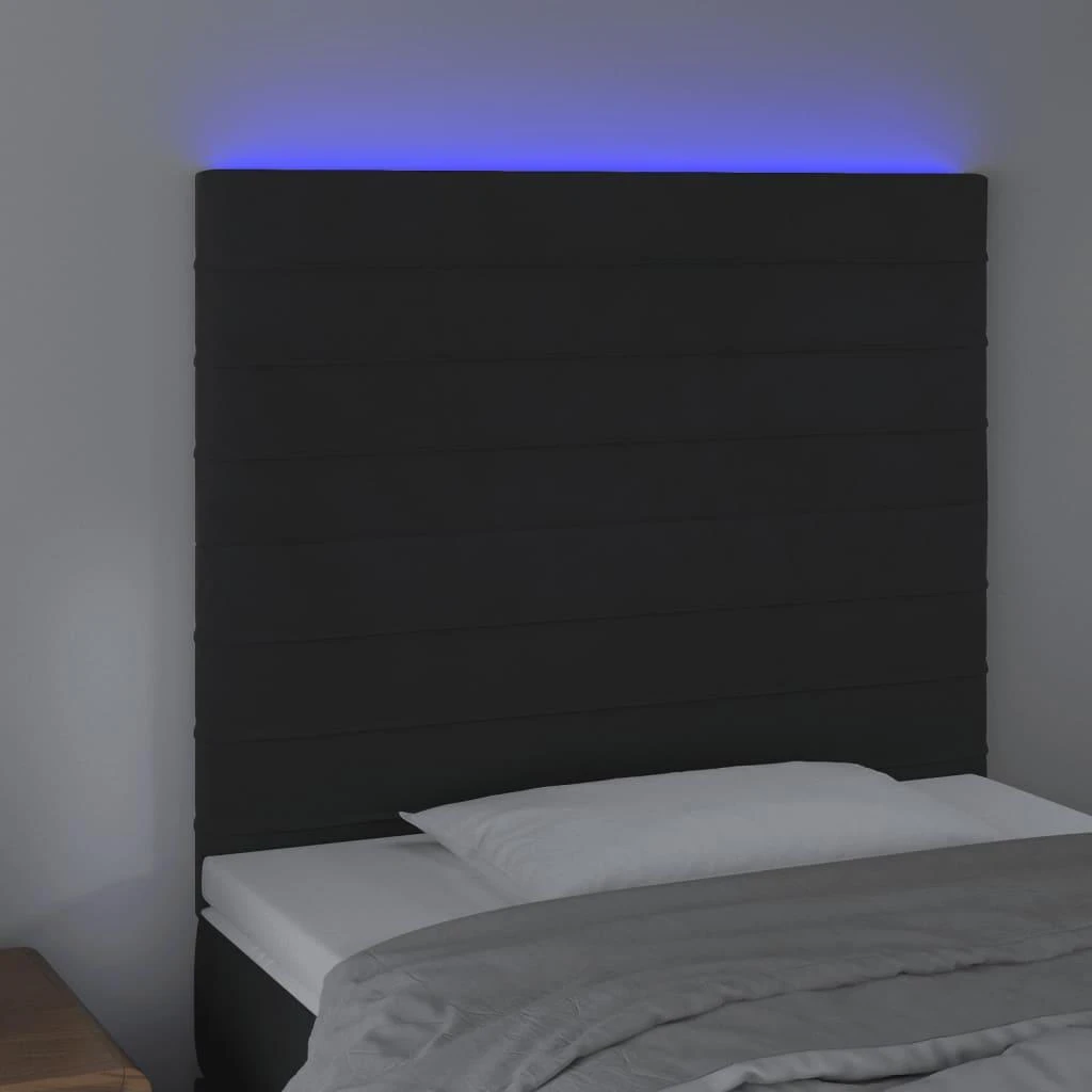 Galvūgalis su LED, juodos spalvos, 90x5x118/128cm, aksomas
