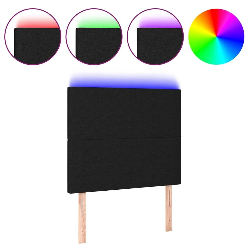 Galvūgalis su LED, juodos spalvos, 90x5x118/128cm, audinys