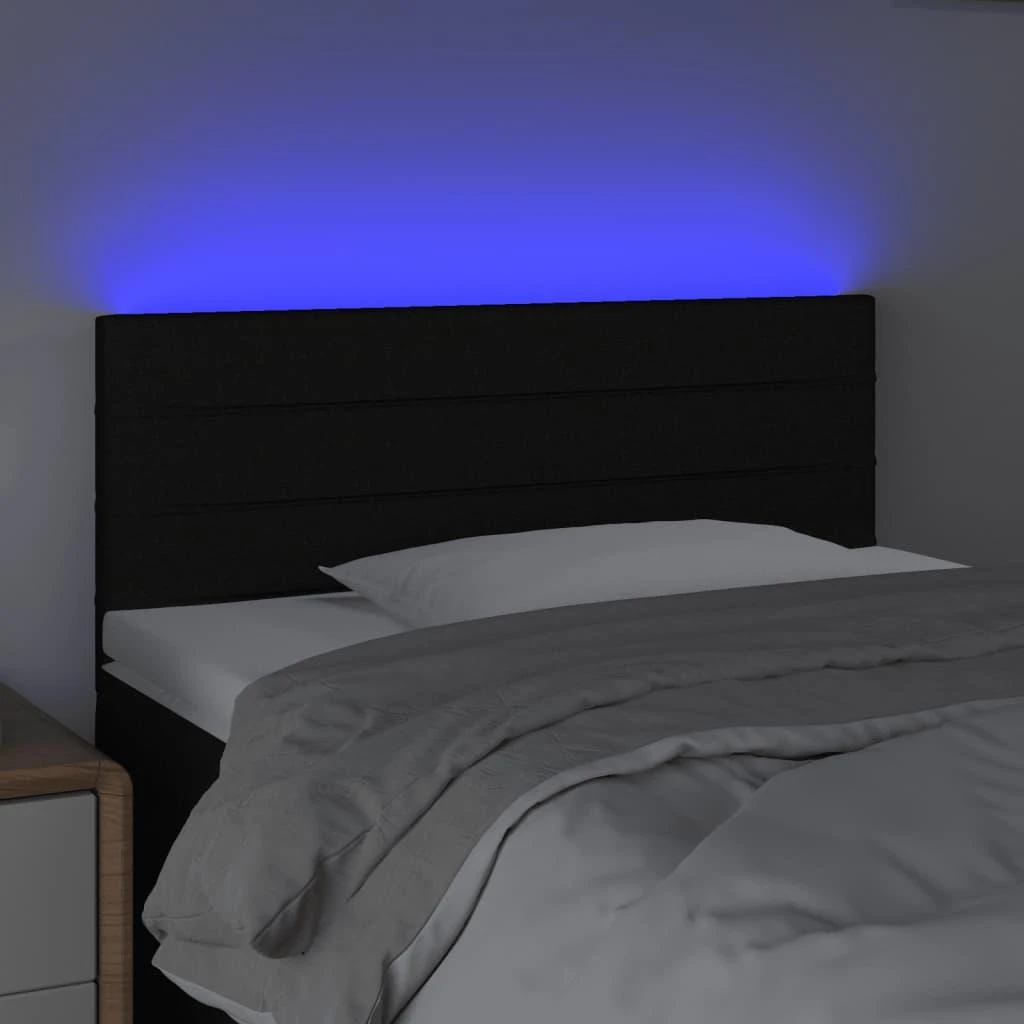 Galvūgalis su LED, juodos spalvos, 90x5x78/88cm, audinys