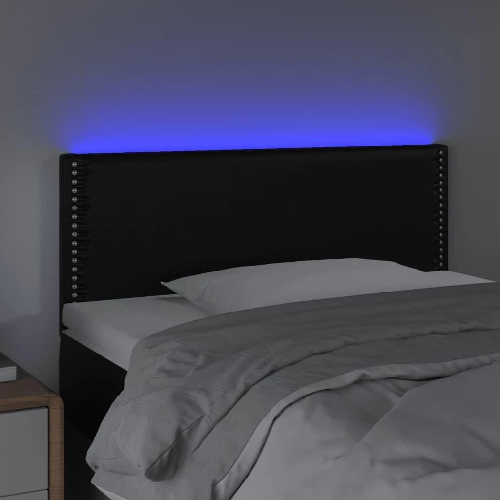 Galvūgalis su LED, juodos spalvos, 90x5x78/88cm, dirbtinė oda